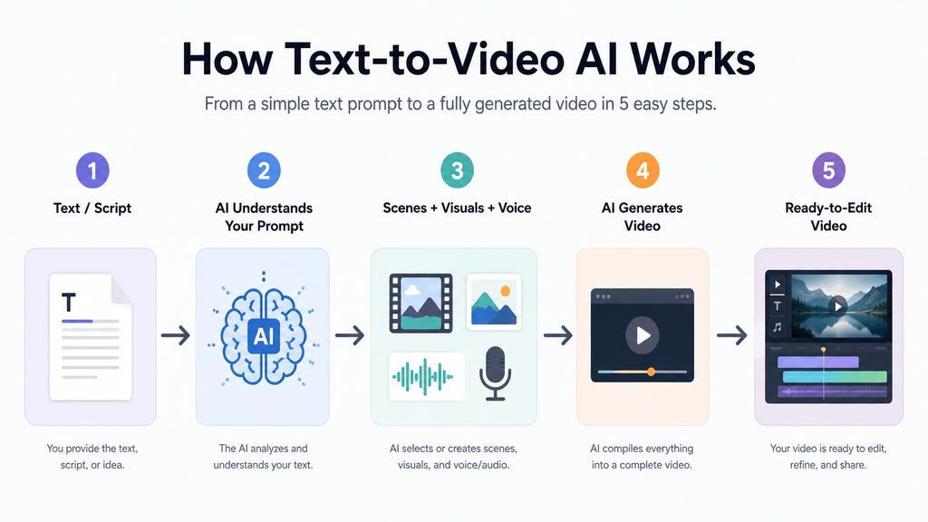 Text to Video AI Generators in 2026: Best Free & Paid Tools Compared how text to video AI works